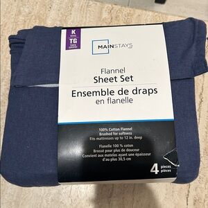NEW 🆕 Mainstays 100% Cotton Flannel Sheet 4-piece Set King Bed